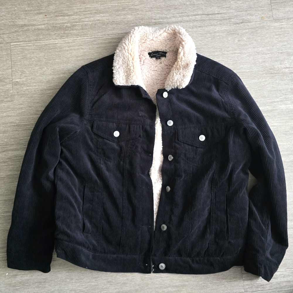 Women's  Black Corduroy Jacket with Sherpa Lining